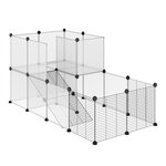 PAWHUT PawHut Cage parc enclos modulable petits animaux de compagnie - dim. standards 140L x 70l x 70H cm - 27 panneaux bords arrondis - résine PP fils d'acier noir