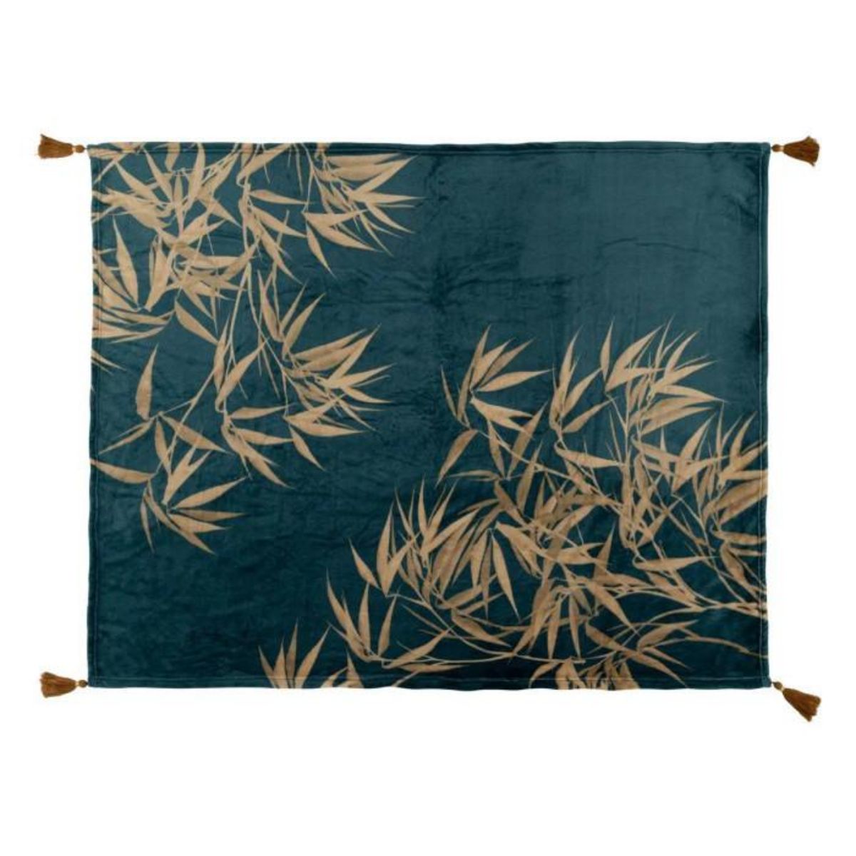 ATMOSPHERA Plaid en Flanelle Imprimé  Jiling  125x150cm Camel & Bleu