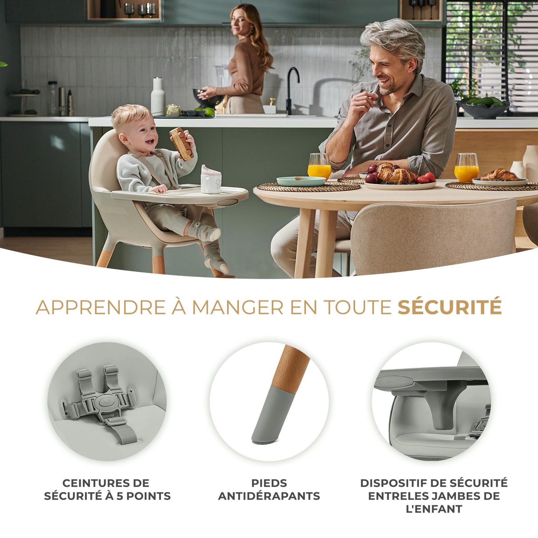 Voir la diapositive 4 : KINDERKRAFT Chaise haute 2en1 fini 2 pratique et confortable