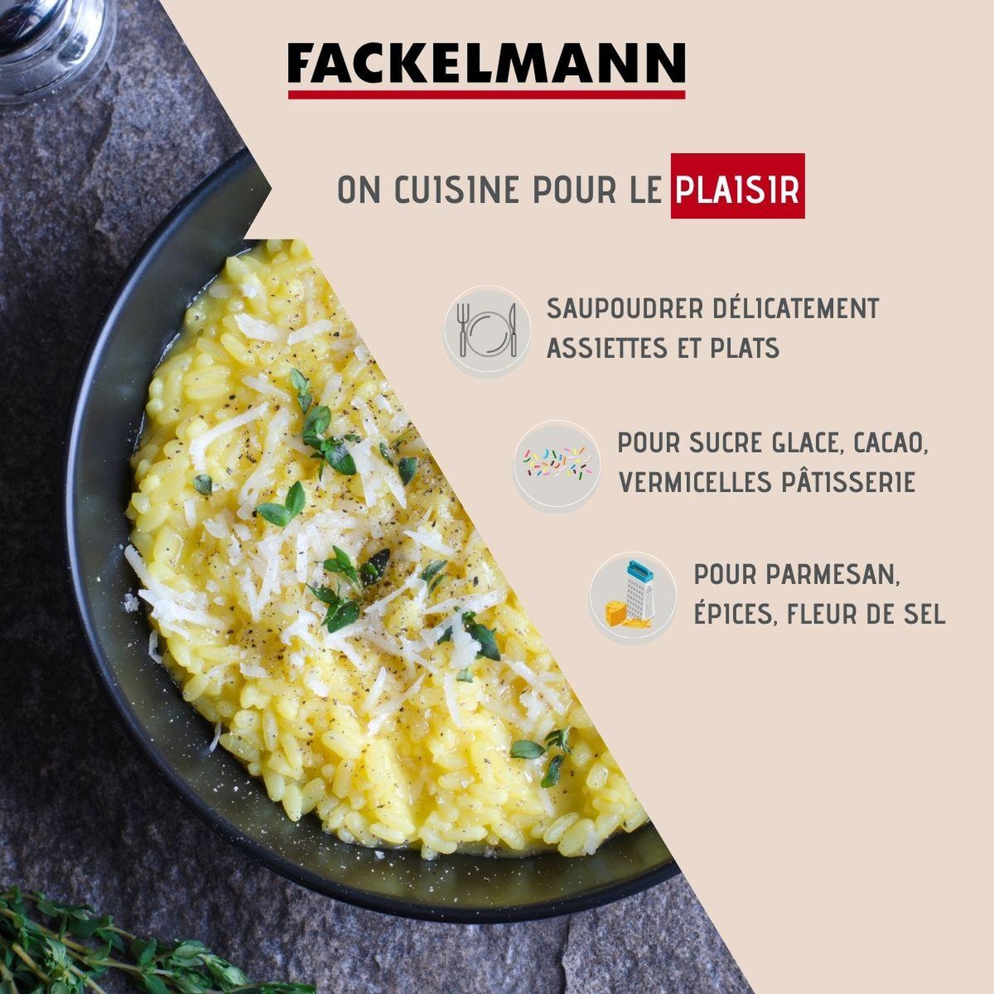 Voir la diapositive 2 : Fackelmann Saupoudreuse à sucre glace et cacao en acier inoxydable avec couvercle 13 cm fackelmann divers