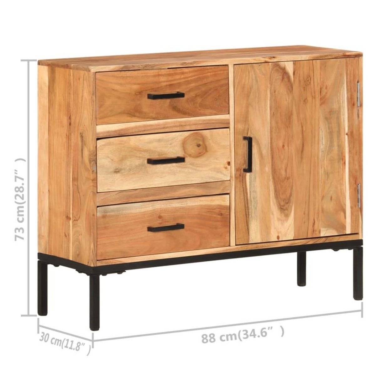 VIDAXL Buffet 88x30x73 cm Bois d'acacia massif
