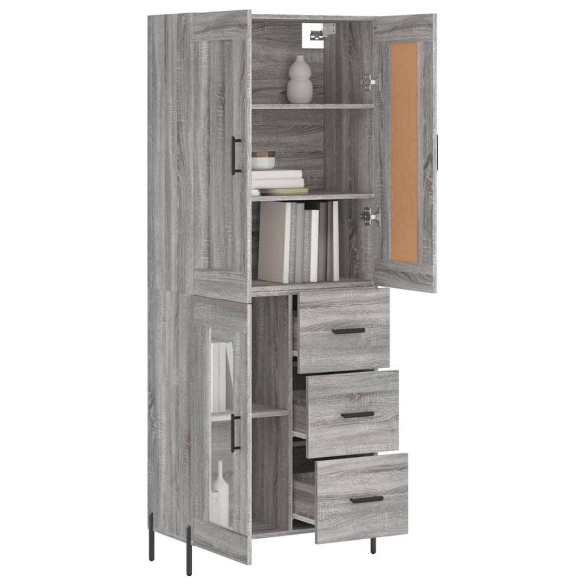 VIDAXL Buffet haut Sonoma gris 69,5x34x180 cm Bois d'ingenierie