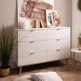 Voir la diapositive 2 : HomeStyle4U Commode avec 6 tiroirs en bois blanc 86,5x120x40cm