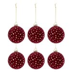 Paris Prix Lot de 6 Boules de Noël Velours  Ely  8cm Bordeaux