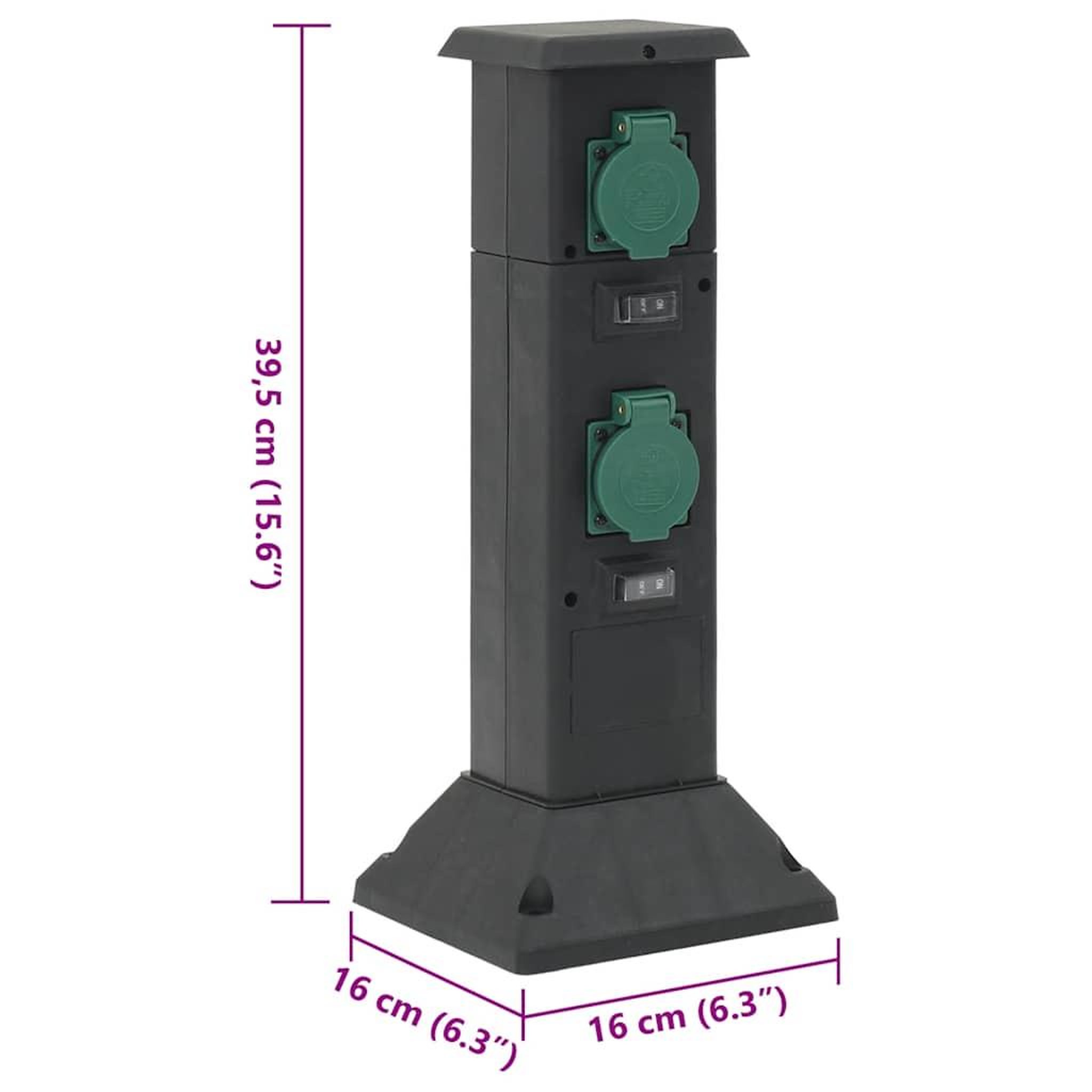 Voir la diapositive 6 : VIDAXL Colonne de prise d'exterieur a 4 voies noir vert 16x16x39,5 cm