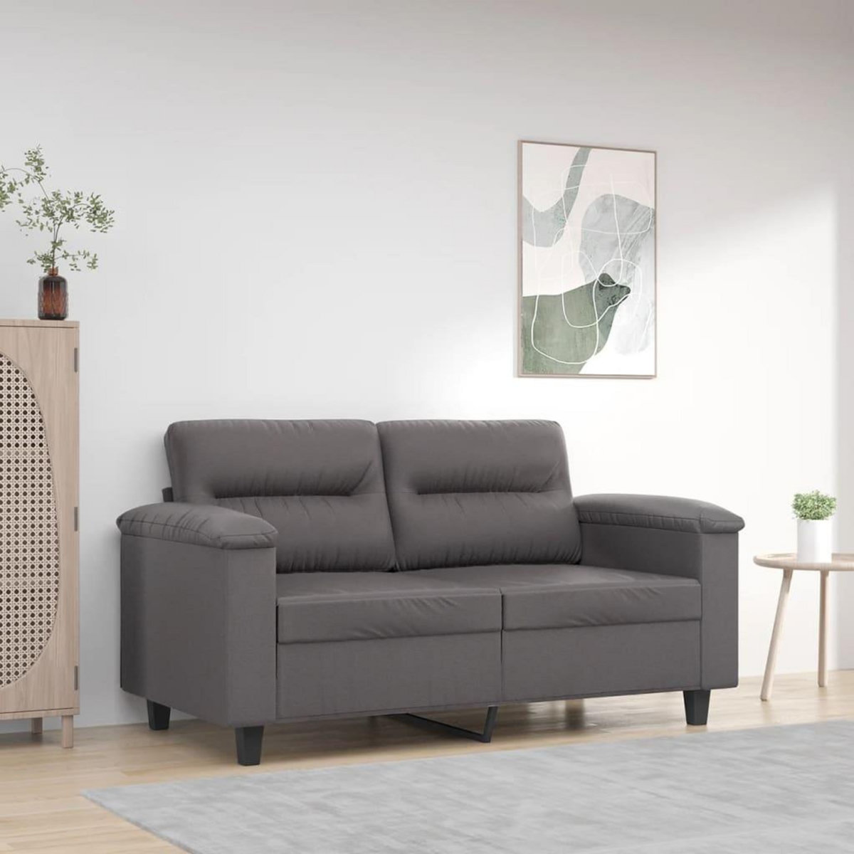 VIDAXL Canape a 2 places Gris 120 cm Similicuir