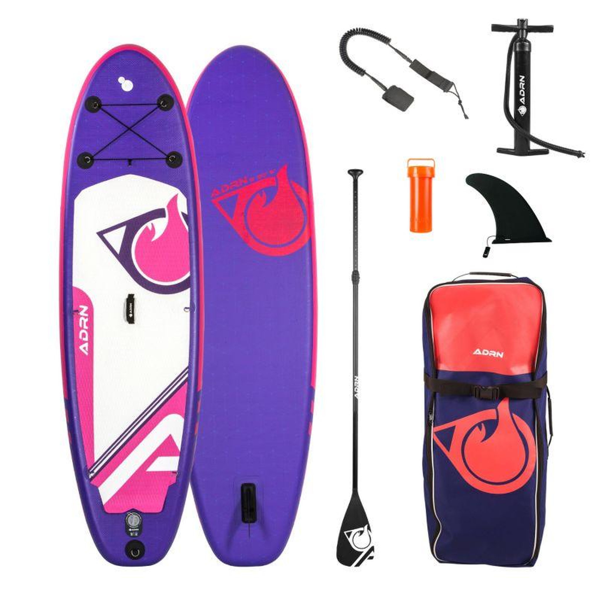 Voir la diapositive 1 : ADRENALIN Paddle Gonflable CARVER 9' 30'' 5'' (274x76x12,7cm) avec Pompe, Pagaie, Leash et Sac de transport