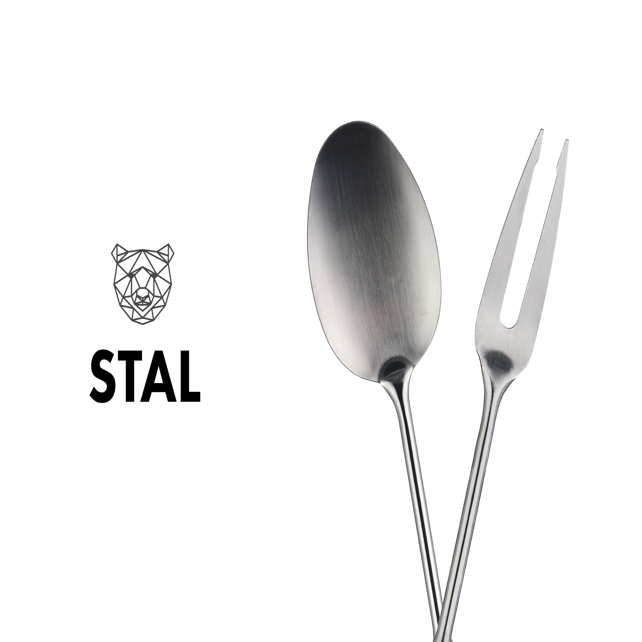 Voir la diapositive 3 : BJORN Couverts à salade et barbecue en acier inoxydable STAL