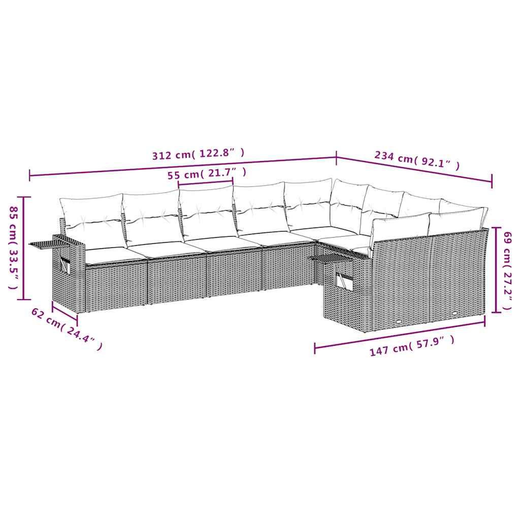 Voir la diapositive 6 : VIDAXL Salon de jardin 9 pcs avec coussins gris clair resine tressee
