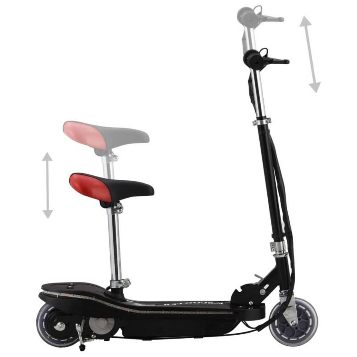 VIDAXL Trottinette pour enfants avec selle et LED 120 W noir