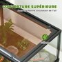 Voir la diapositive 6 : PAWHUT Terrarium 86L - toit maillé et porte coulissante verrouillable - 50x30x35cm - alu noir verre
