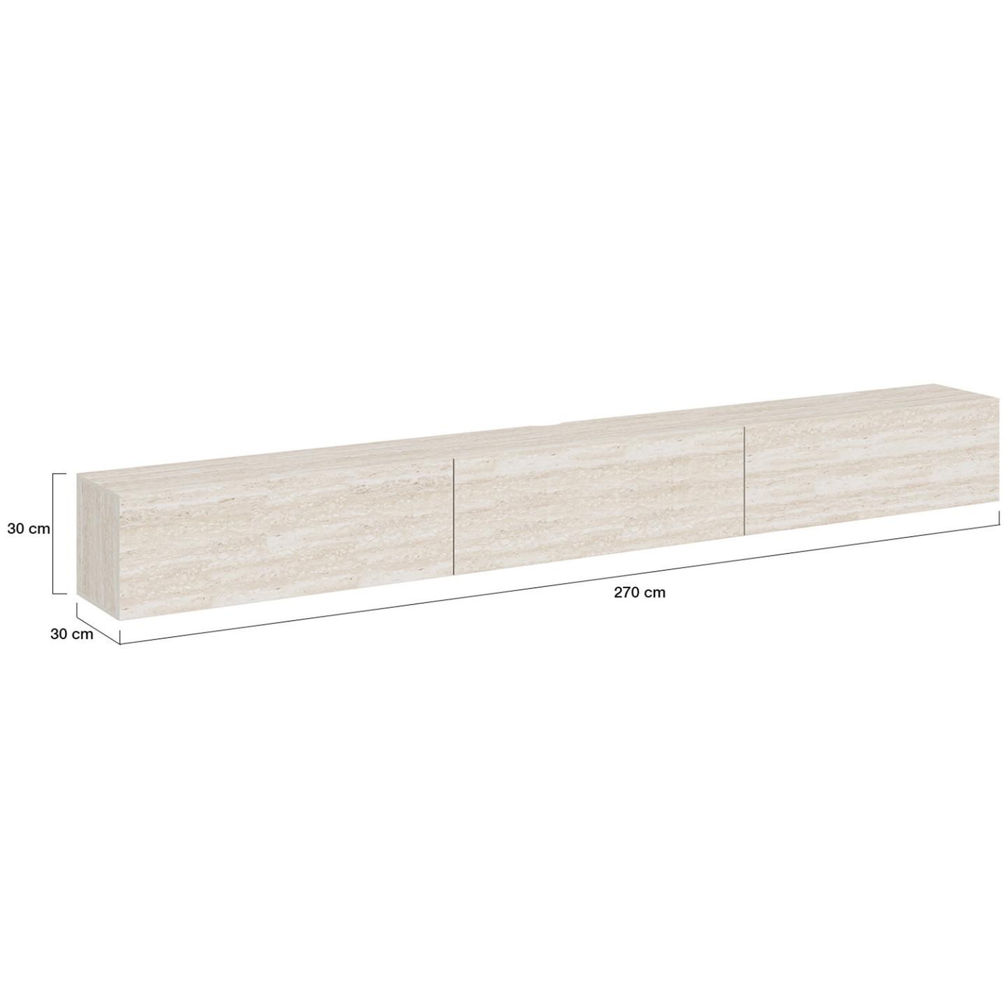 Voir la diapositive 5 : ID MARKET Meuble tv 270 cm suspendu elio 3 portes effet travertin