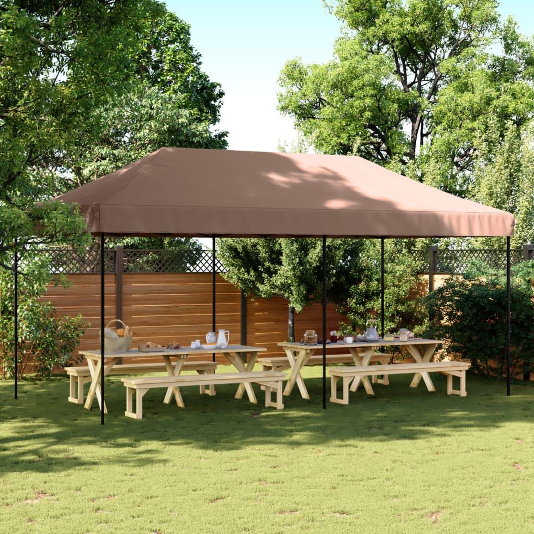 VIDAXL Tente de reception pliable escamotable marron 580x292x315 cm