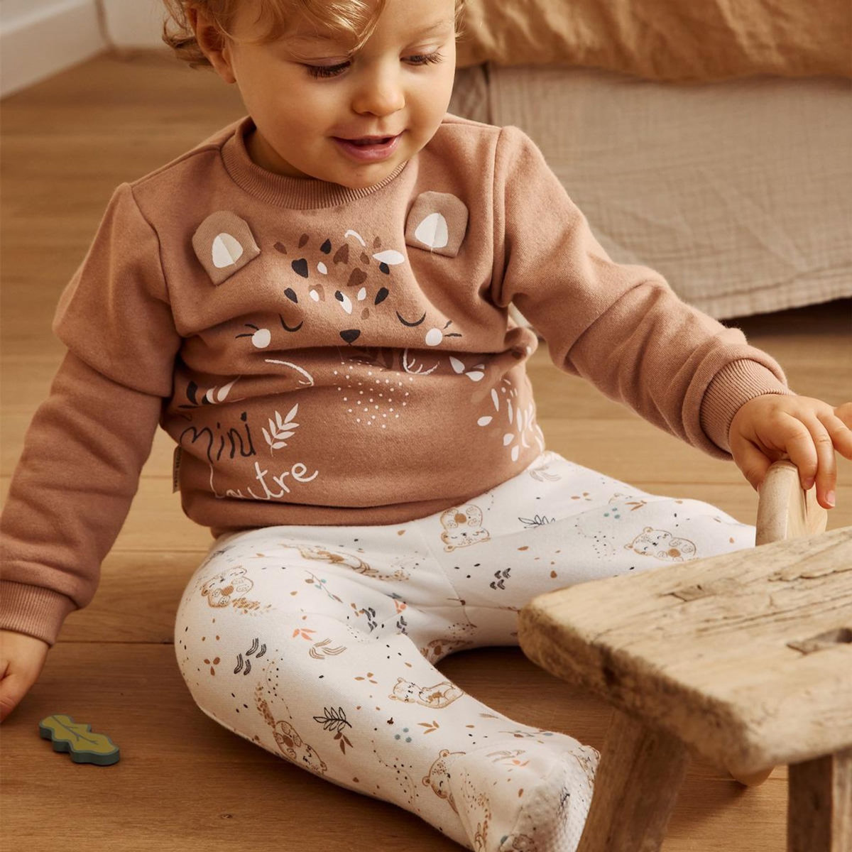 Petit Béguin Ensemble bébé sweat et pantalon en molleton Mini Loutre