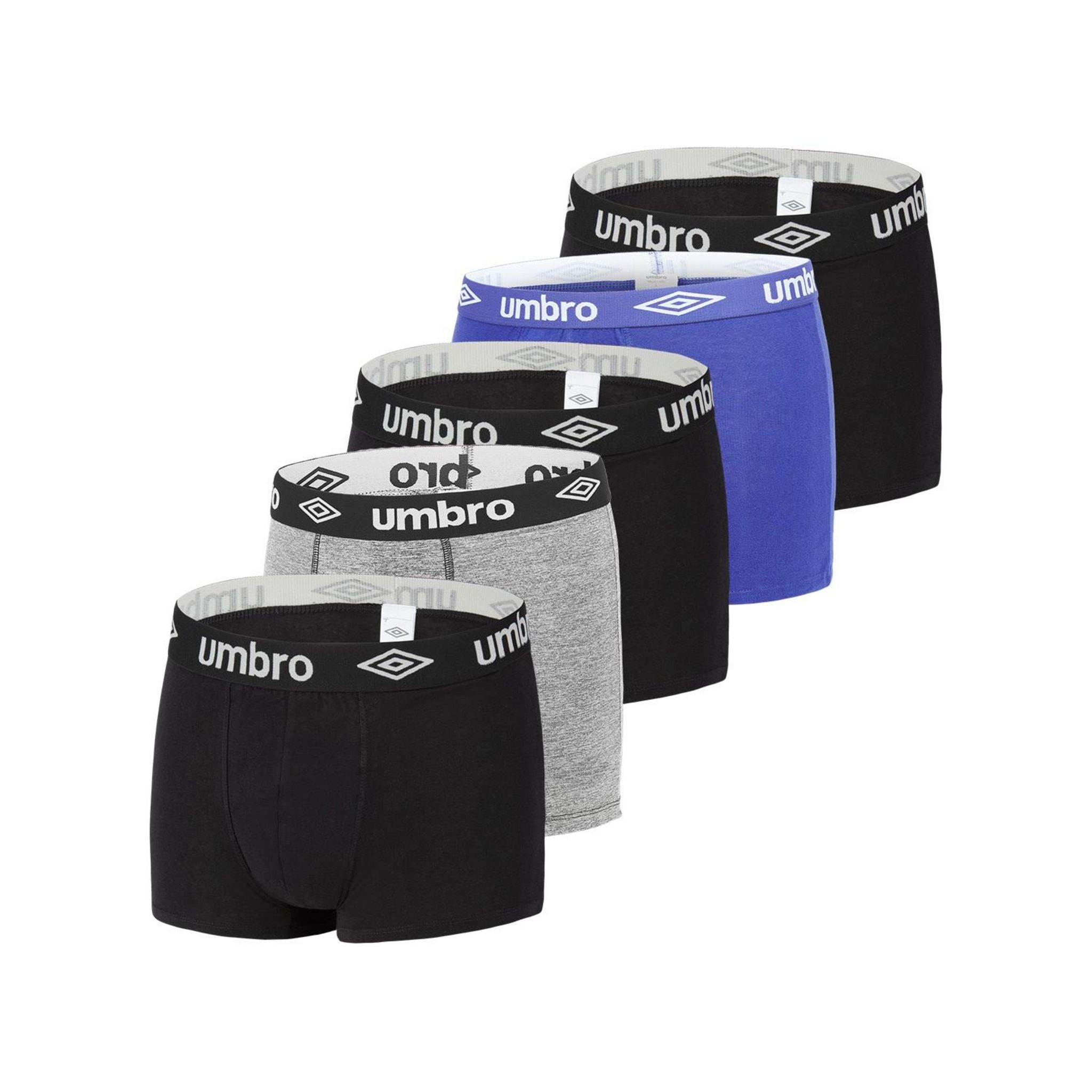 UMBRO Lot de 5 Boxers coton homme uni. Coloris disponibles : Noir