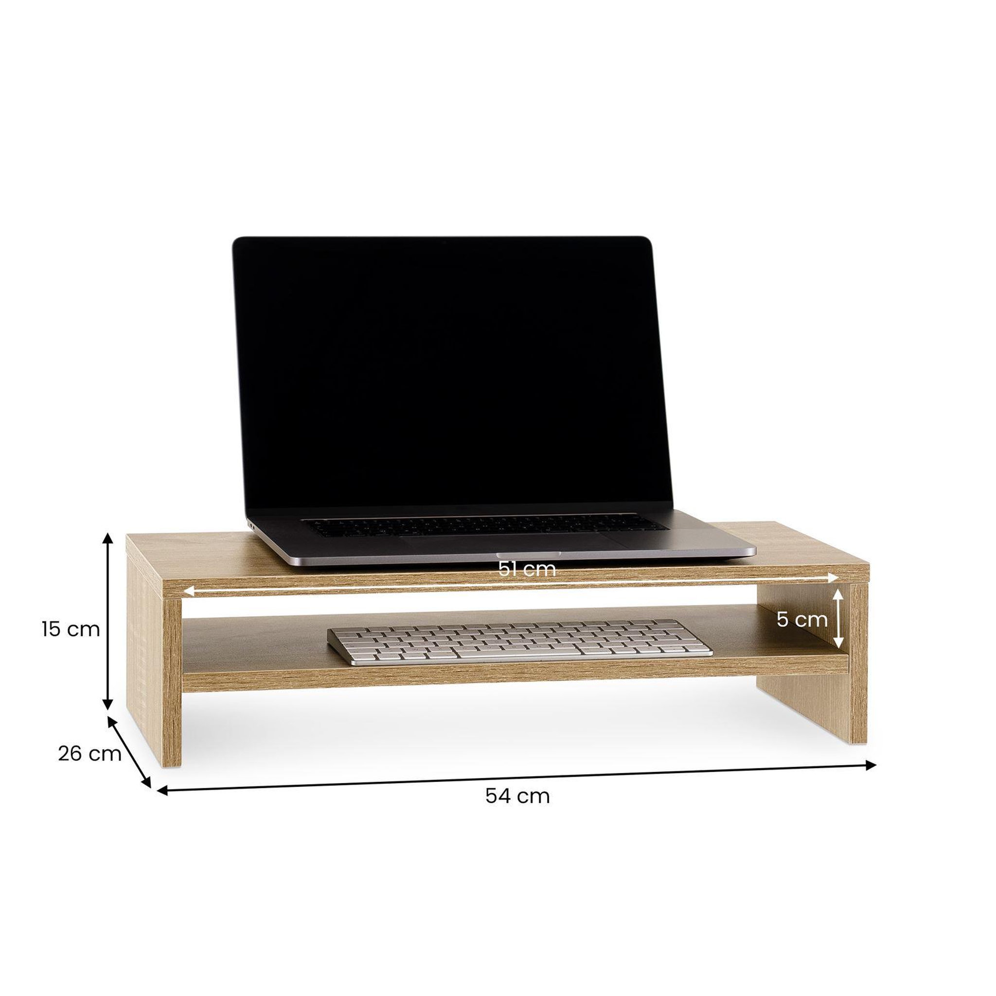 Voir la diapositive 5 : IDIMEX Réhausseur d'écran CONNECT avec 1 étagère, en bois
