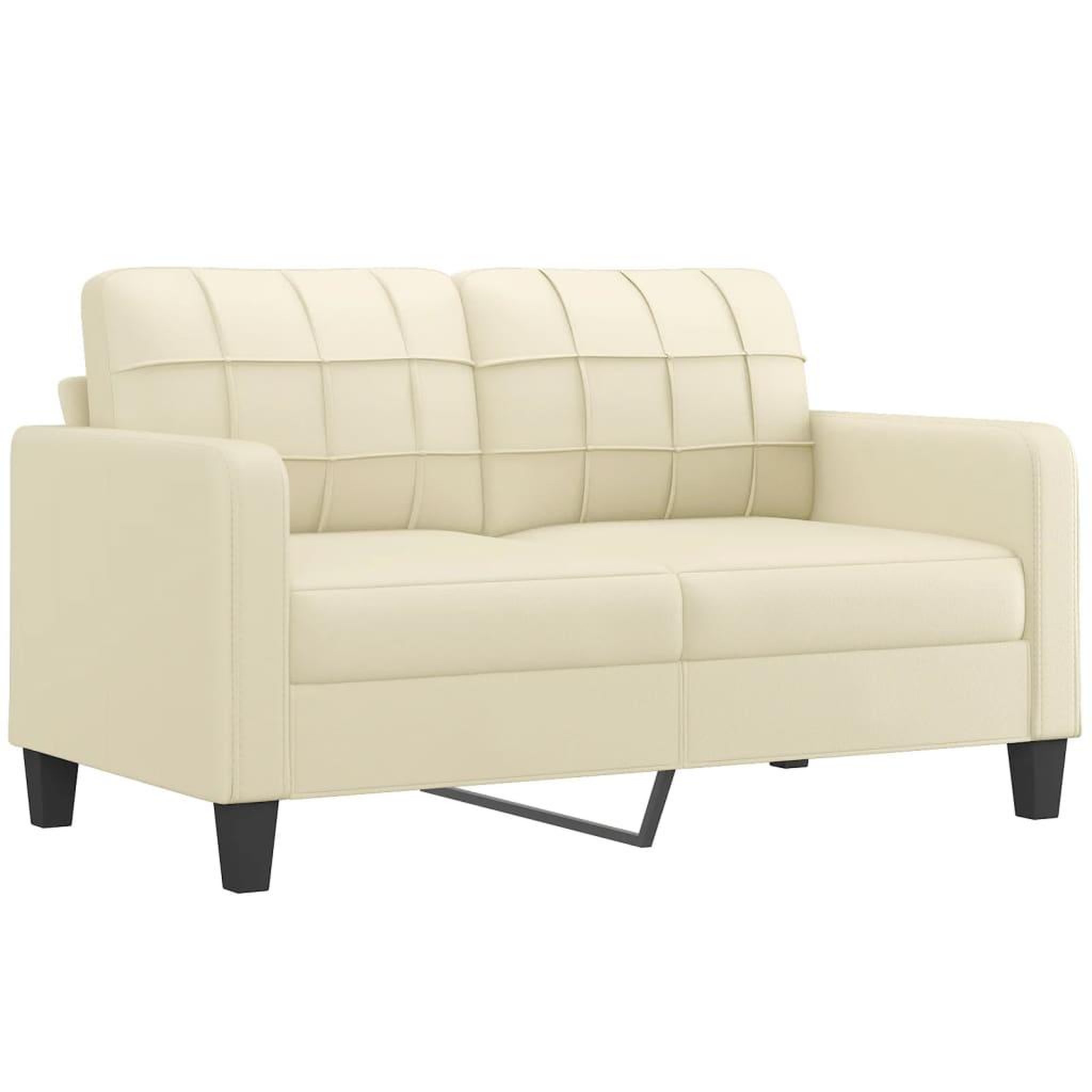 Voir la diapositive 2 : VIDAXL Canape a 2 places Creme 140 cm Similicuir