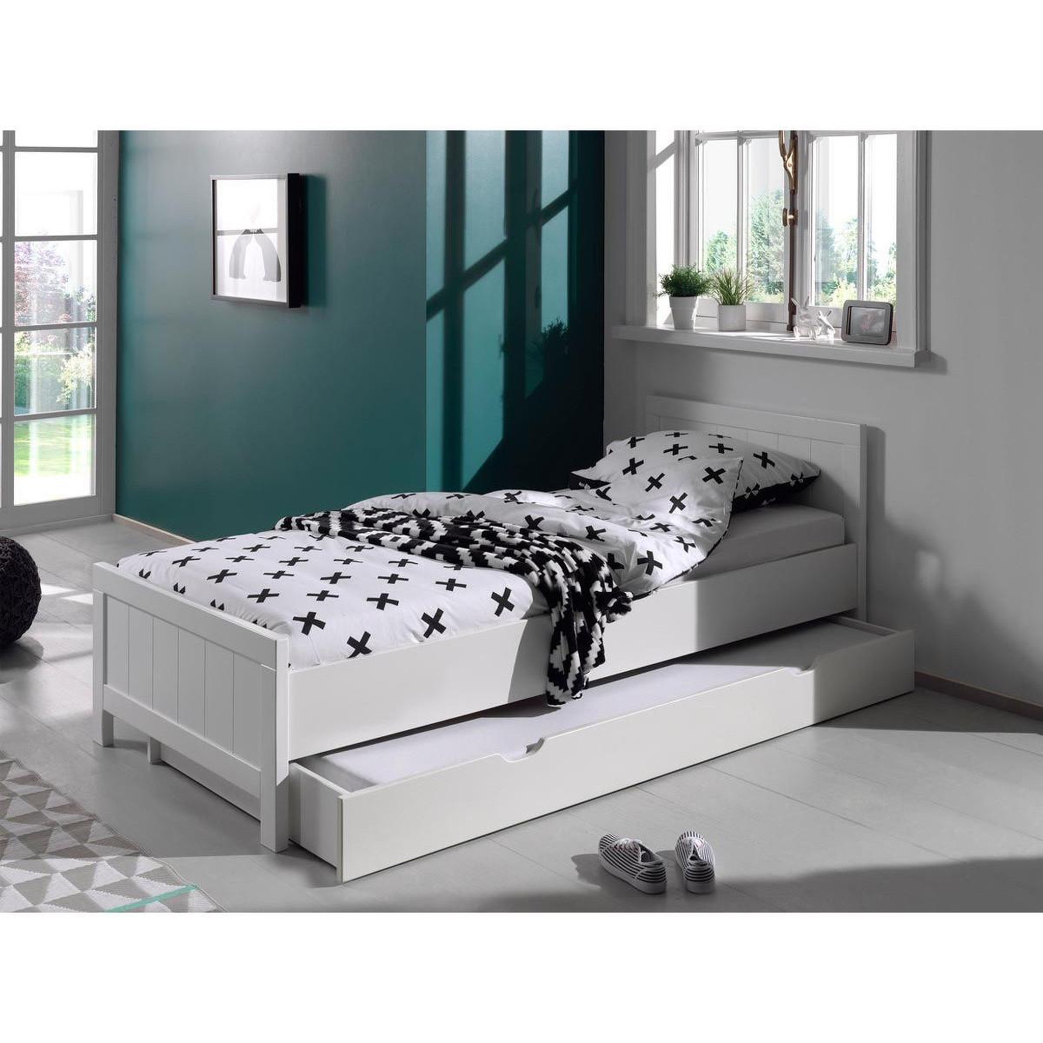 Paris Prix Lit enfant avec tiroir  erik  90x200cm blanc