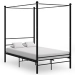 VIDAXL Cadre de lit a baldaquin sans matelas noir 140x200 cm metal