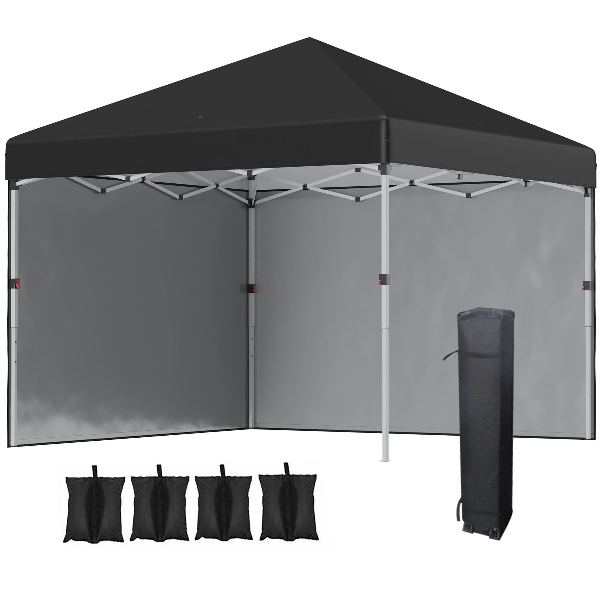 Voir la diapositive 5 : OUTSUNNY Tonnelle barnum pop-up UV 30+ lestage sac transport inclus noir