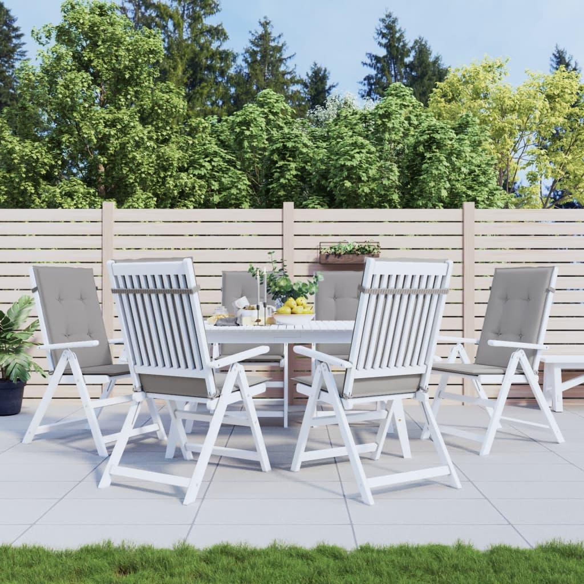 Voir la diapositive 1 : VIDAXL Coussins de chaise de jardin a dossier haut lot de 6 gris tissu