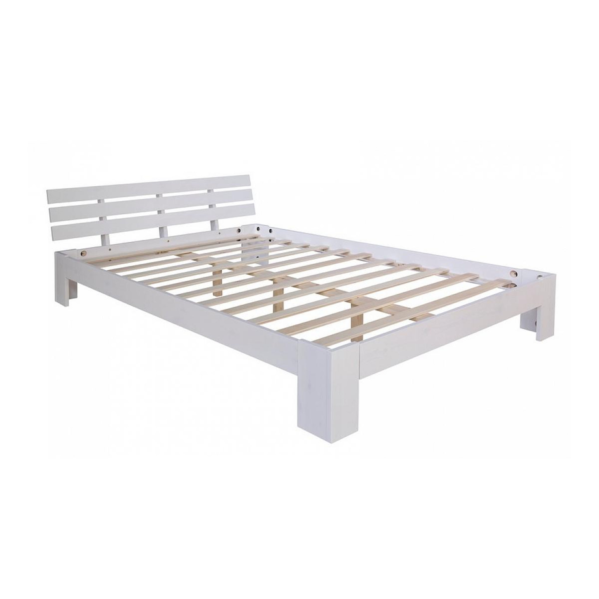 Voir la diapositive 3 : HomeStyle4U Lit double en bois massif 180x200cm blanc pin lit futon a lattes cadre de lit