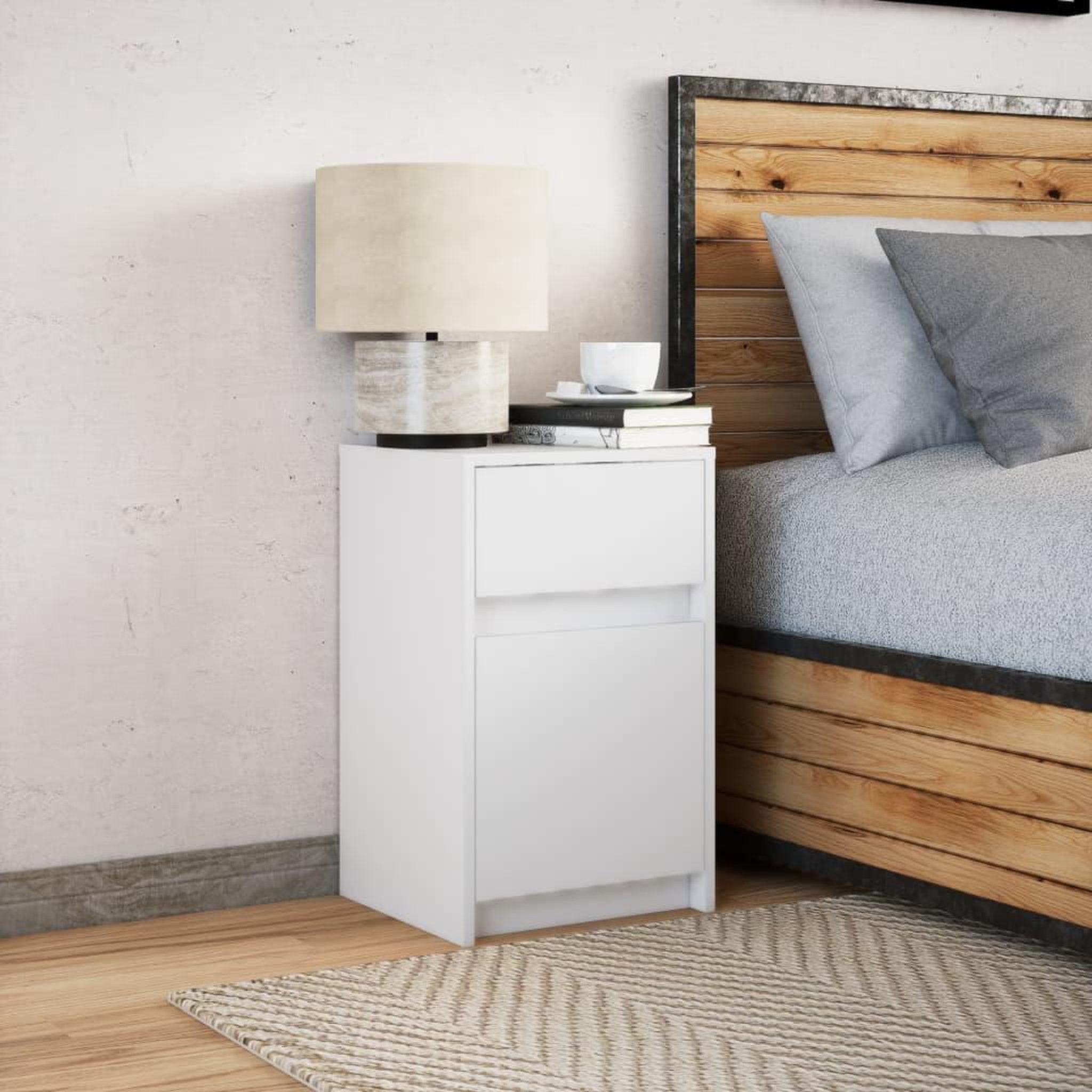Voir la diapositive 5 : VIDAXL Armoire de chevet avec lumieres LED blanc bois d'ingenierie