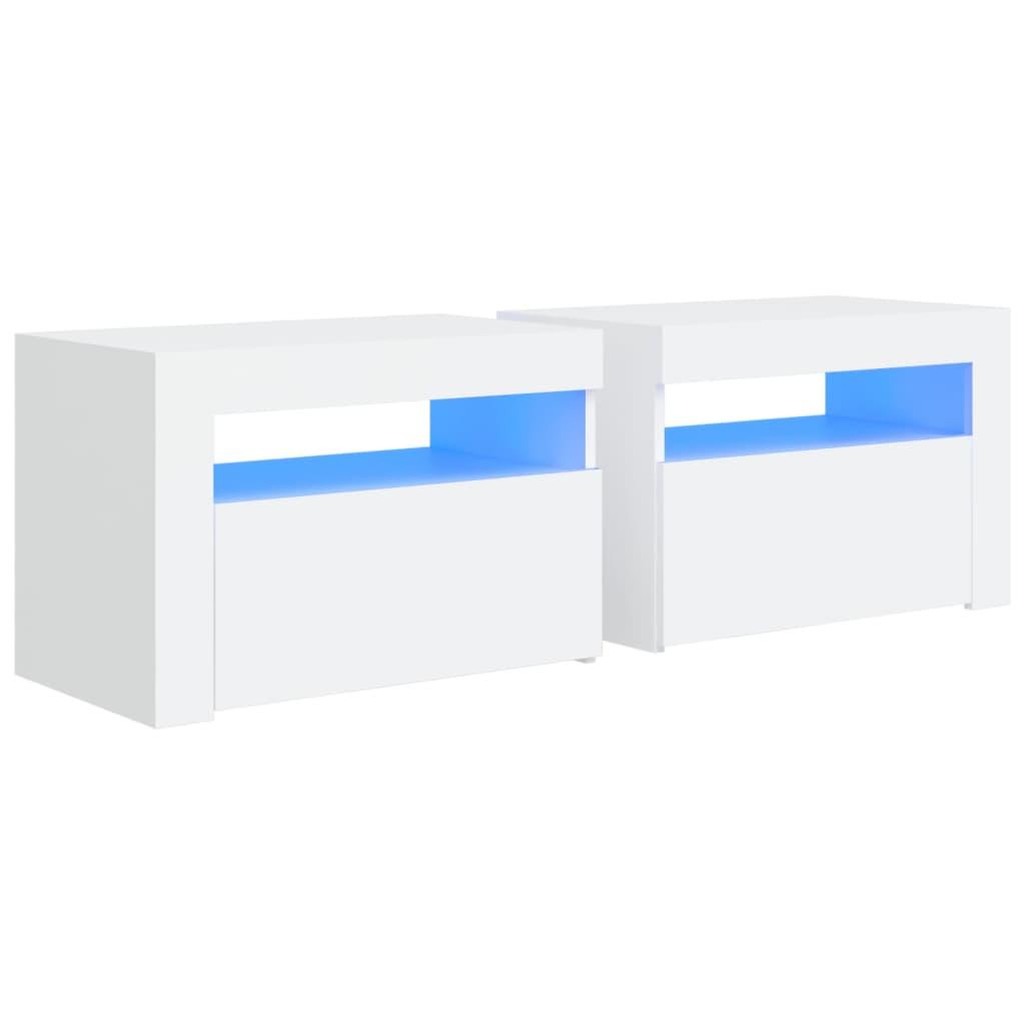 Voir la diapositive 2 : VIDAXL Tables de chevet 2 pcs avec LED Blanc 60x35x40 cm