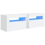 Voir la diapositive 2 : VIDAXL Tables de chevet 2 pcs avec LED Blanc 60x35x40 cm