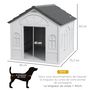 Voir la diapositive 3 : PAWHUT Niche chien style cottage dim. 65L x 75l x 63H cm - motifs fenêtres, porte, aération - PP blanc gris
