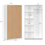 Voir la diapositive 5 : ID MARKET Armoire 2 portes coulissantes SLIDEA blanc et bois penderie 100 cm avec étagères rangement maxi capacité