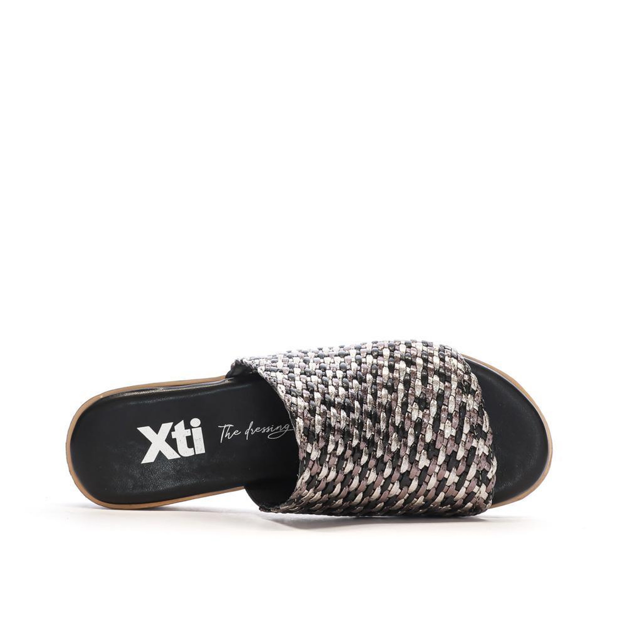 Voir la diapositive 4 : XTI Claquettes Noir/Argent Femme XTI 143881