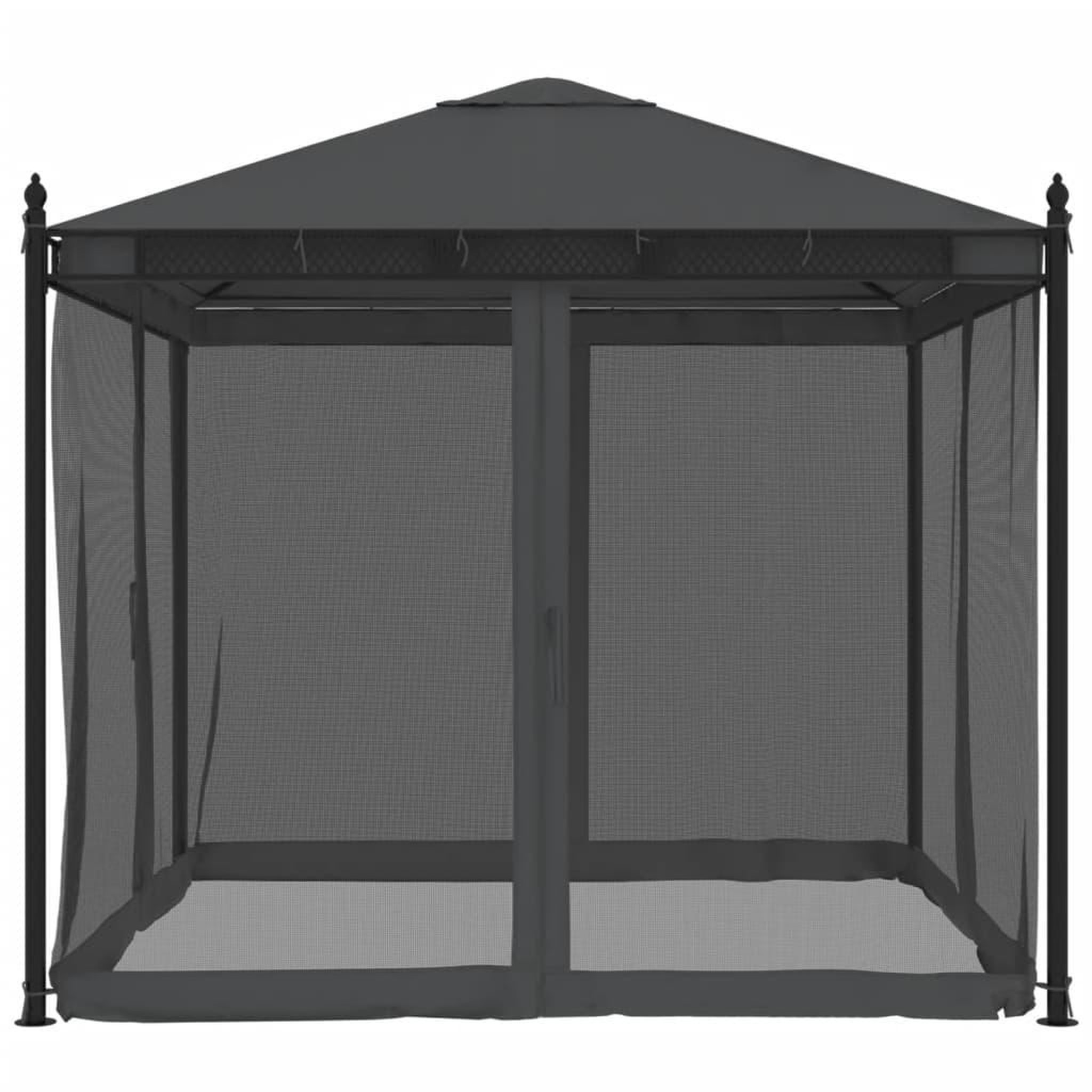 Voir la diapositive 4 : VIDAXL Tonnelle avec parois en filet anthracite 2,93x2,93 m acier