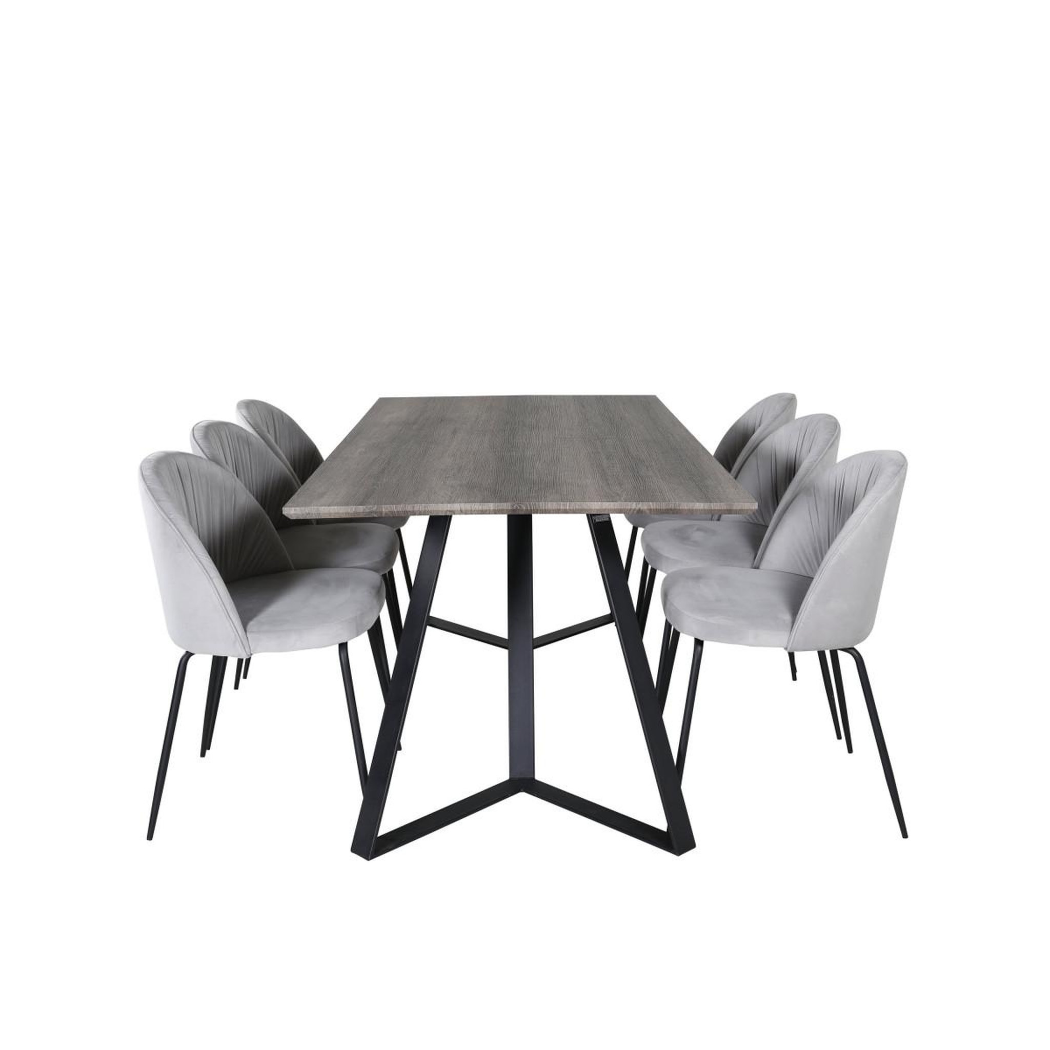 Voir la diapositive 2 : Paris Prix Ensemble table à manger & 6 chaises  marina & wrinkles  180cm naturel & gris