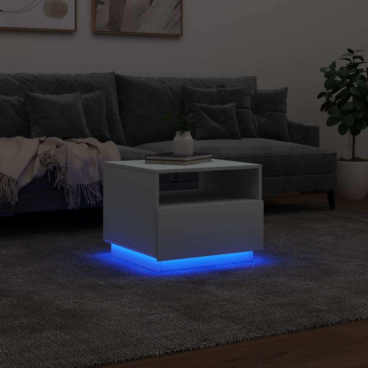 VIDAXL Table basse avec lumieres LED blanc 50x49x40 cm
