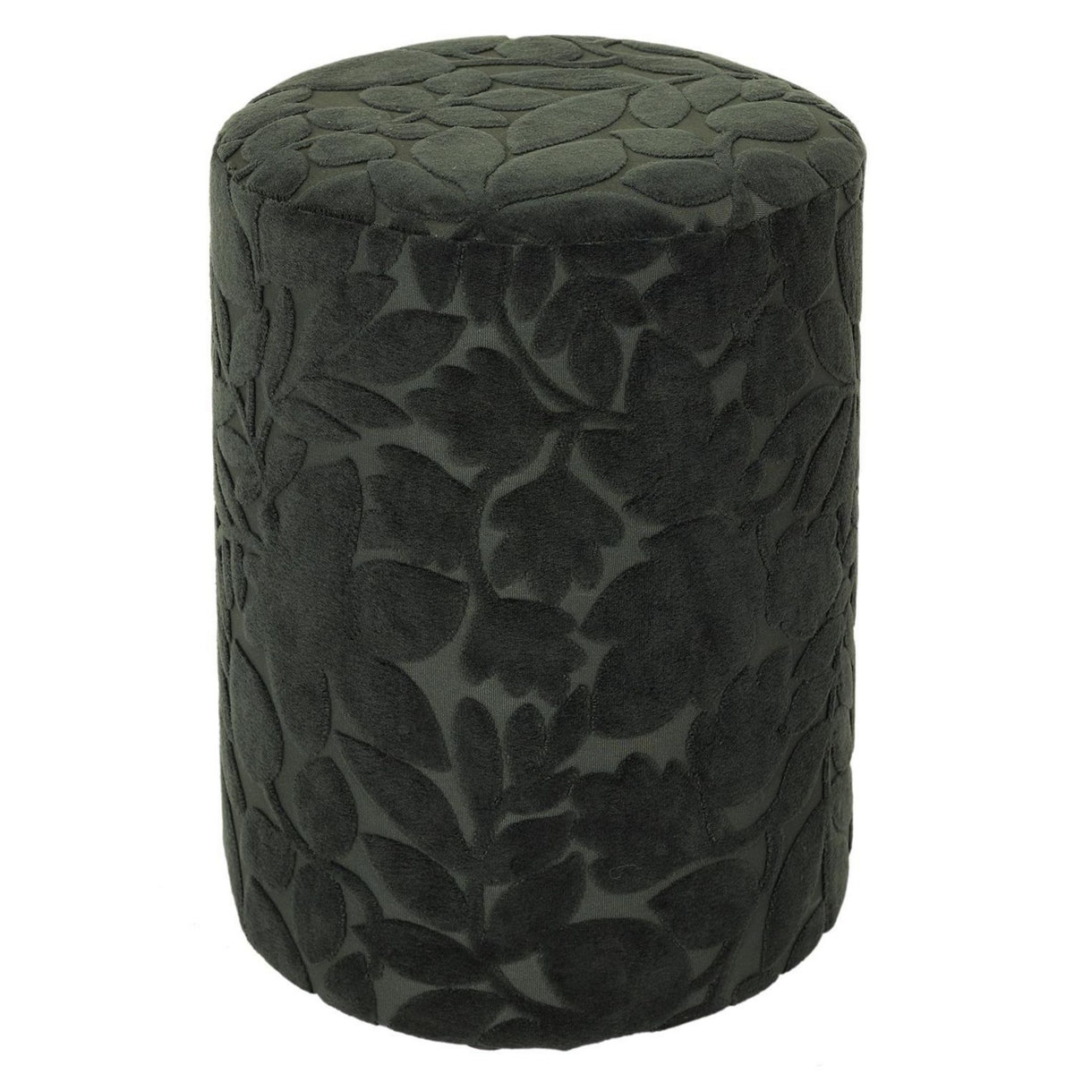 The Home Deco Factory Pouf en tissu motif feuilles - Vert foncé
