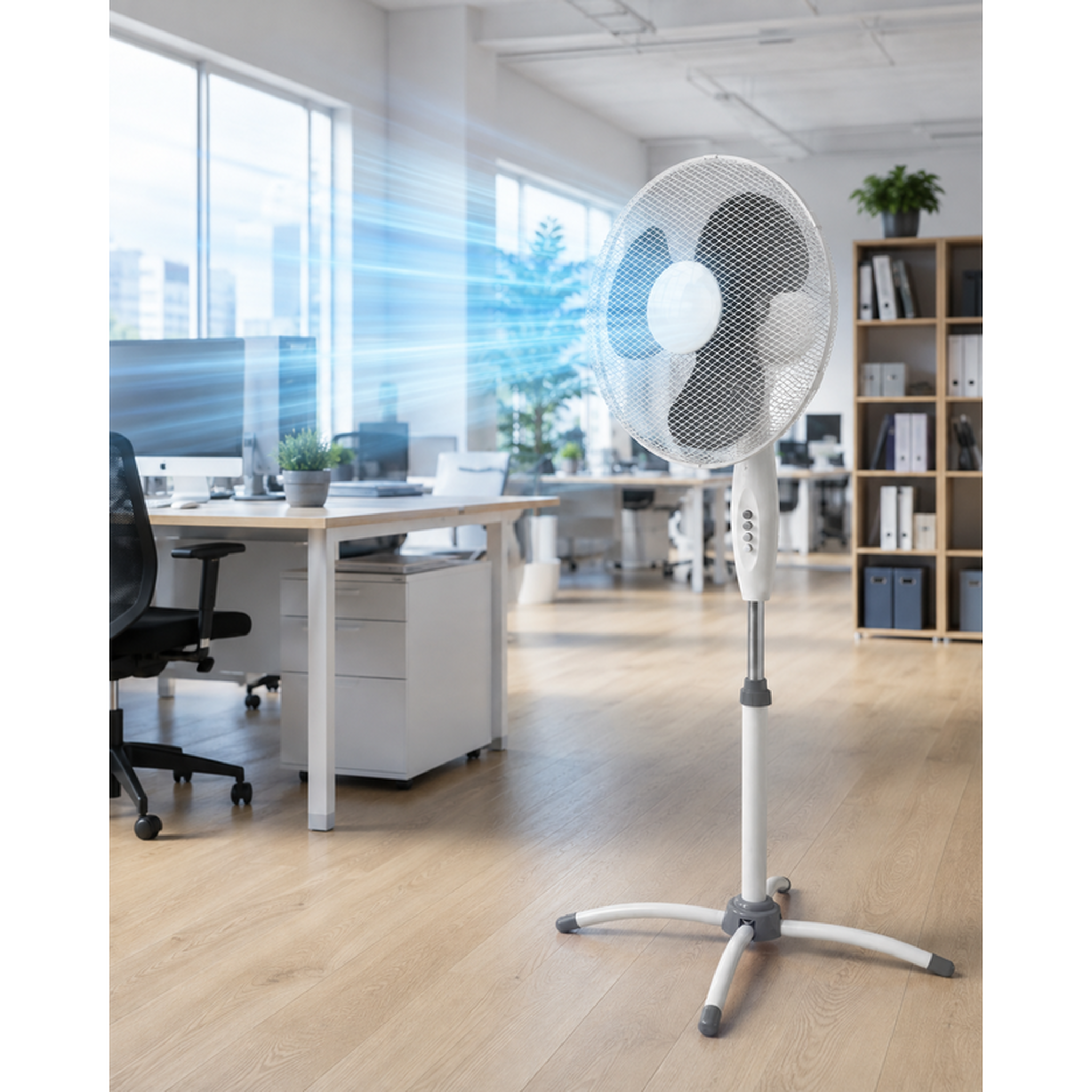 Voir la diapositive 4 : Ventilateur sur pied 40cm – 45w – hauteur réglable