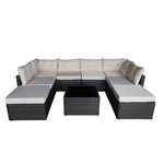 CONCEPT USINE Salon de jardin 8 places en résine tressée marron et beige YANUCA