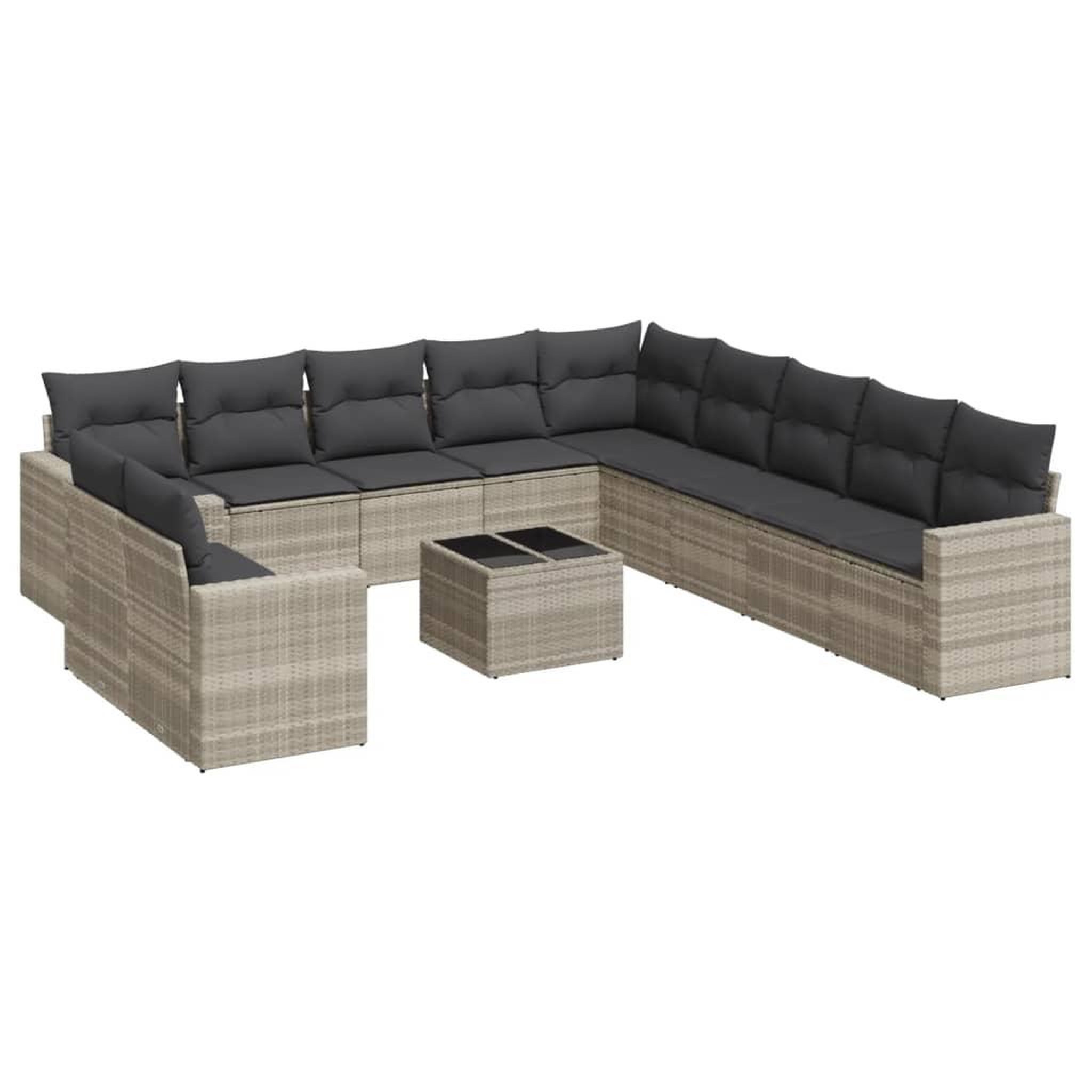 Voir la diapositive 2 : VIDAXL Salon de jardin avec coussins 12 pcs gris clair resine tressee