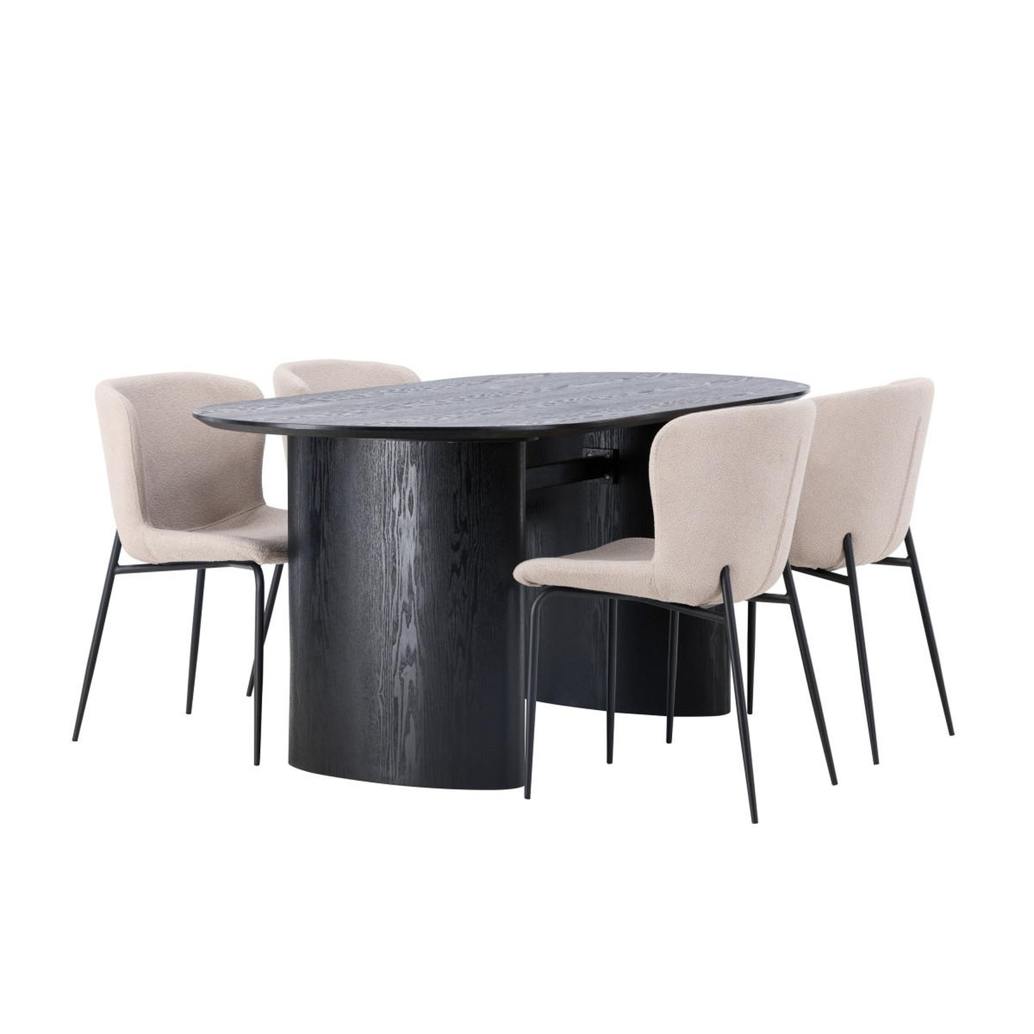 Voir la diapositive 3 : Paris Prix Ensemble table à manger & 4 chaises  isolde & modesto  180cm noir & beige
