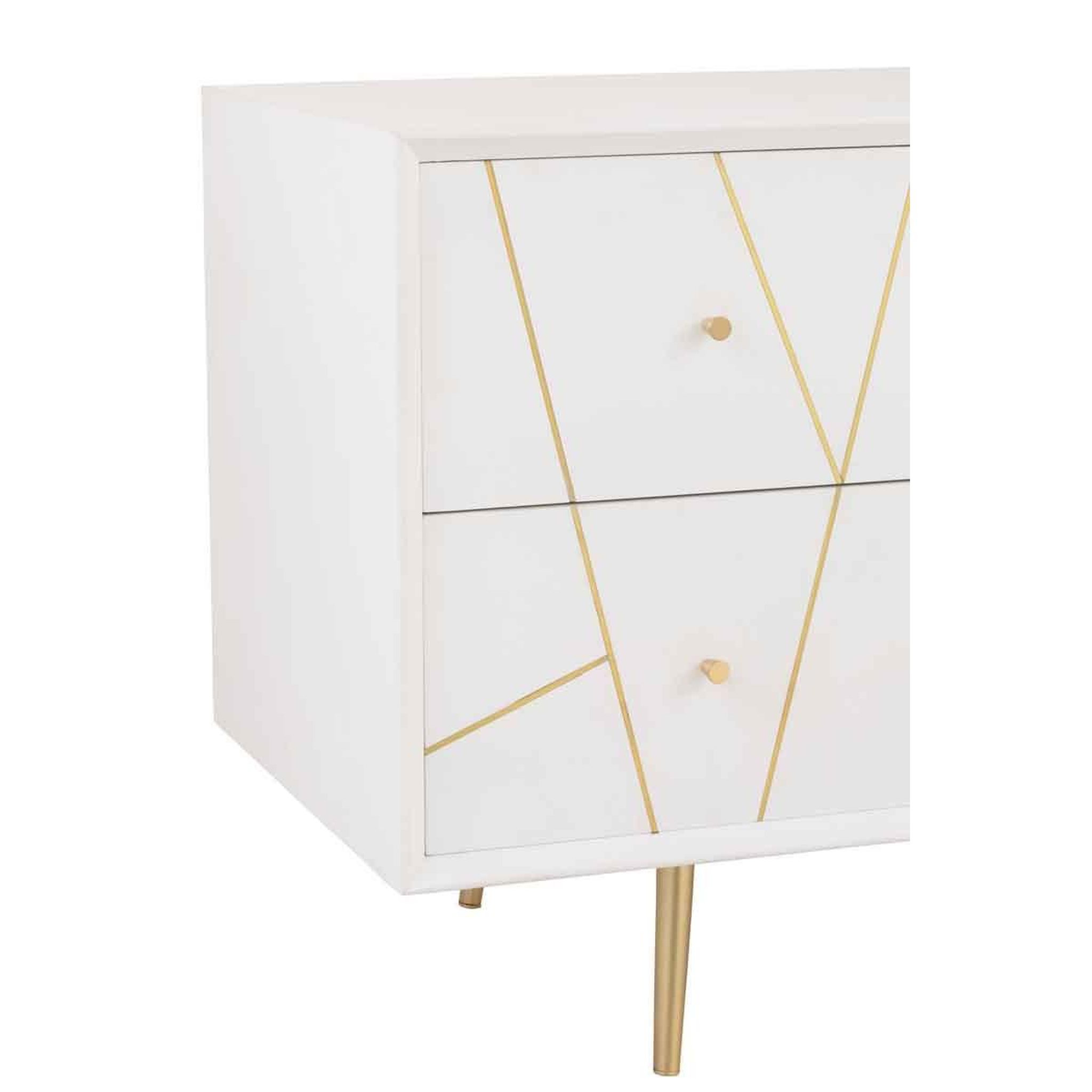 Voir la diapositive 6 : J-LINE Buffet 4 tiroirs & 2 portes  remina  150cm blanc & or