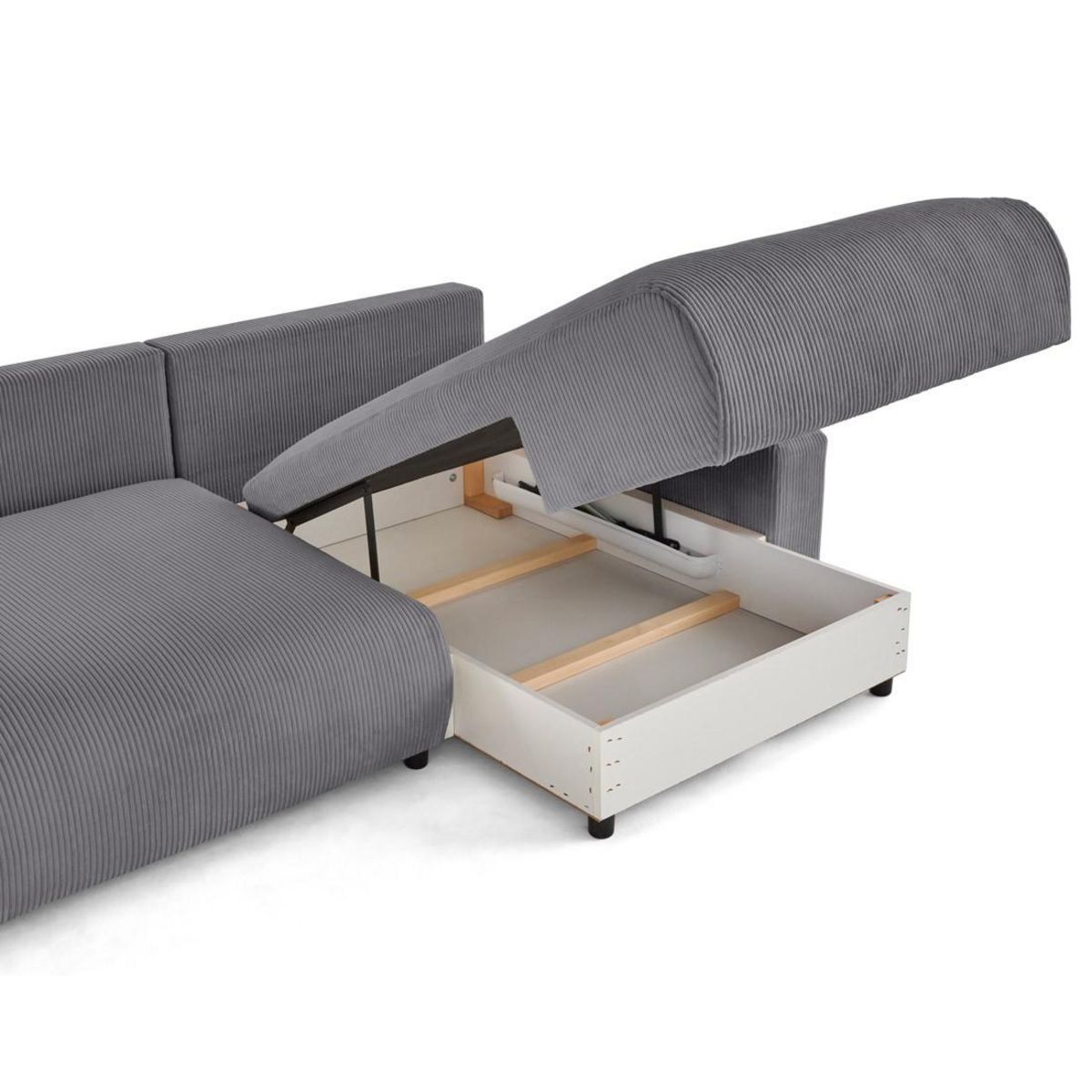LISA DESIGN Pivoine - canapé d'angle 4 places réversible convertible avec 2 coffres en velours côtelé