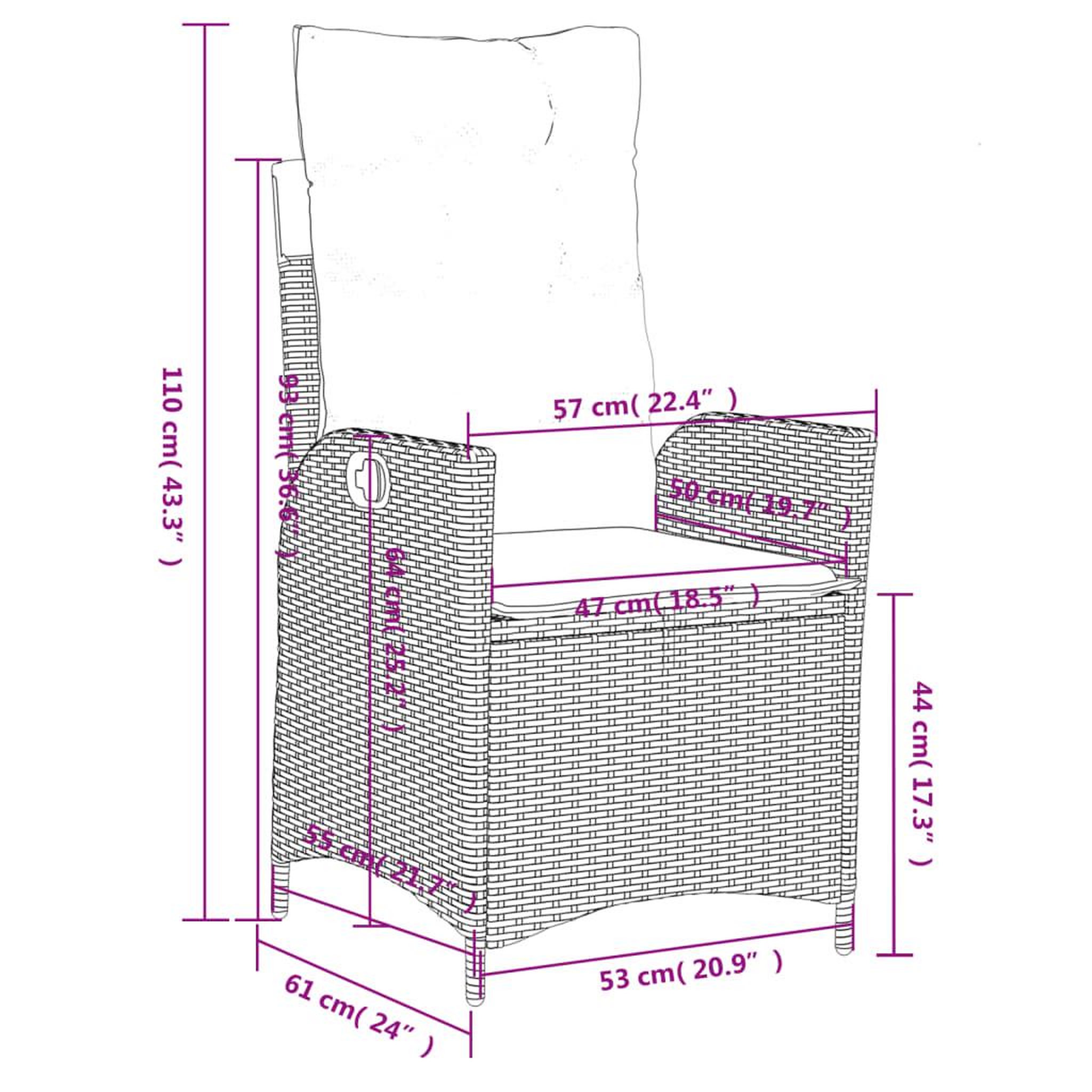 Voir la diapositive 6 : VIDAXL Chaise inclinable de jardin avec coussins gris resine tressee