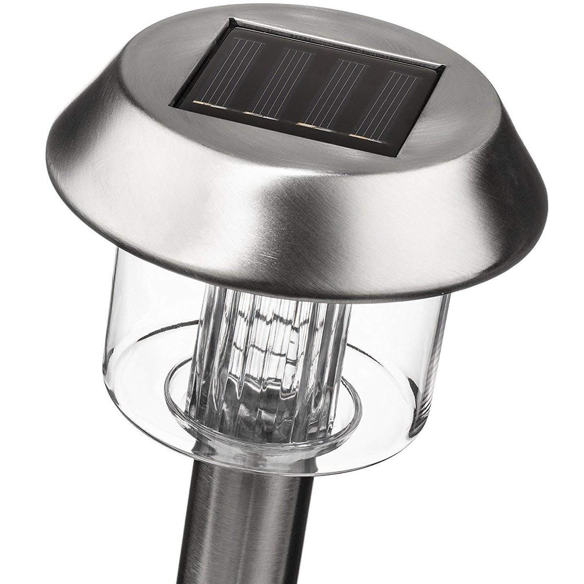 Lumisky 8 balises solaires à planter ALESIA Gris Acier inoxydable H39CM