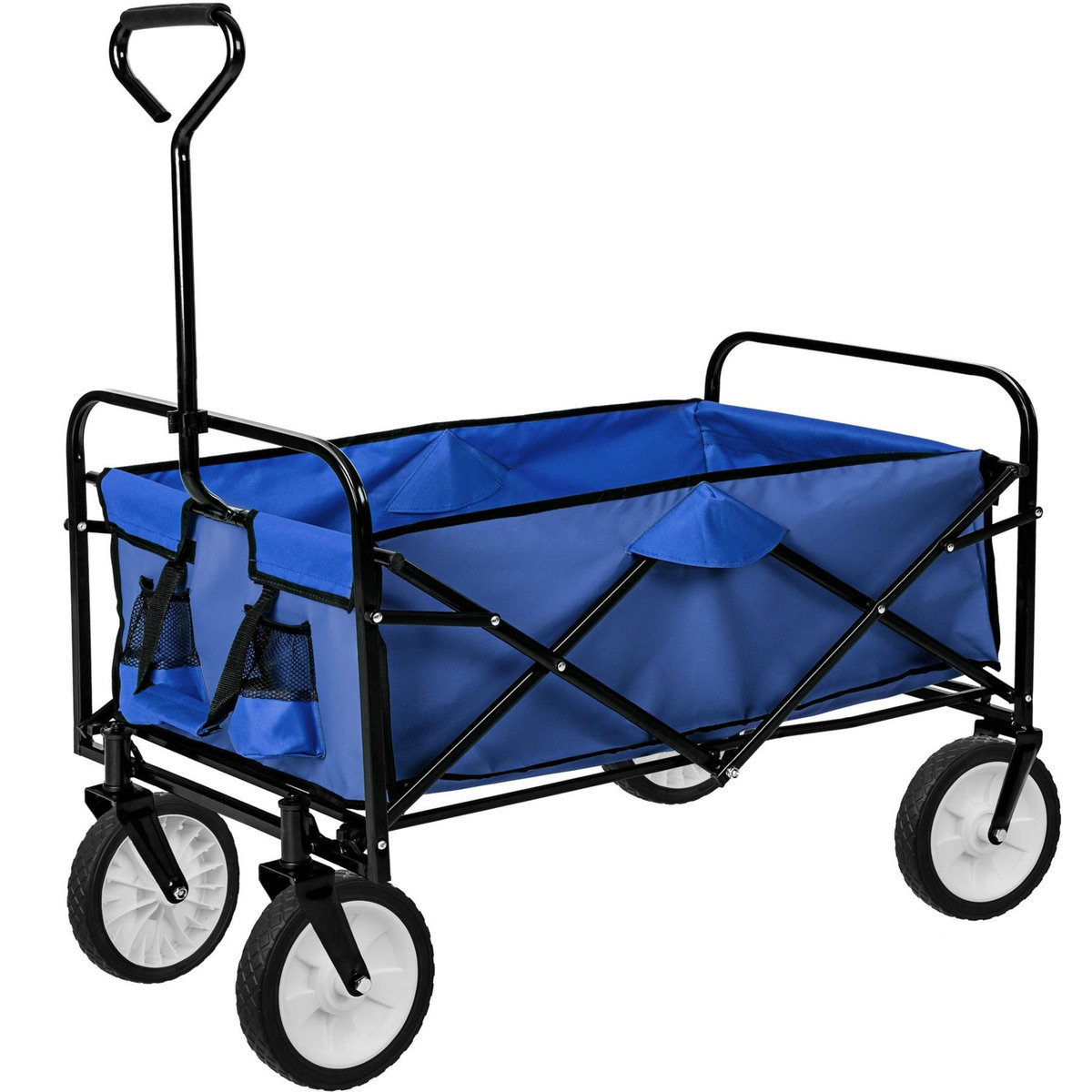 tectake Chariot de jardin et de transport pliable bleu