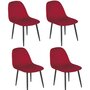 TOILINUX Lot de 4 Chaises de table design velours Inoui - Rouge