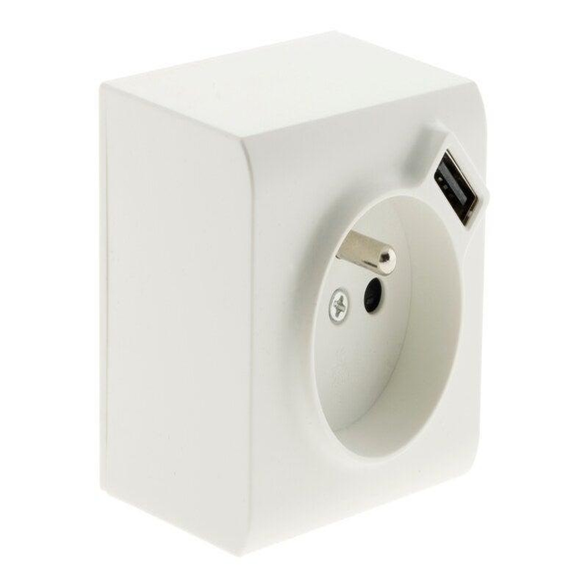 CENTRALE BRICO Prise avec terre et prise chargeur usb saillie, complet Besto, blanc