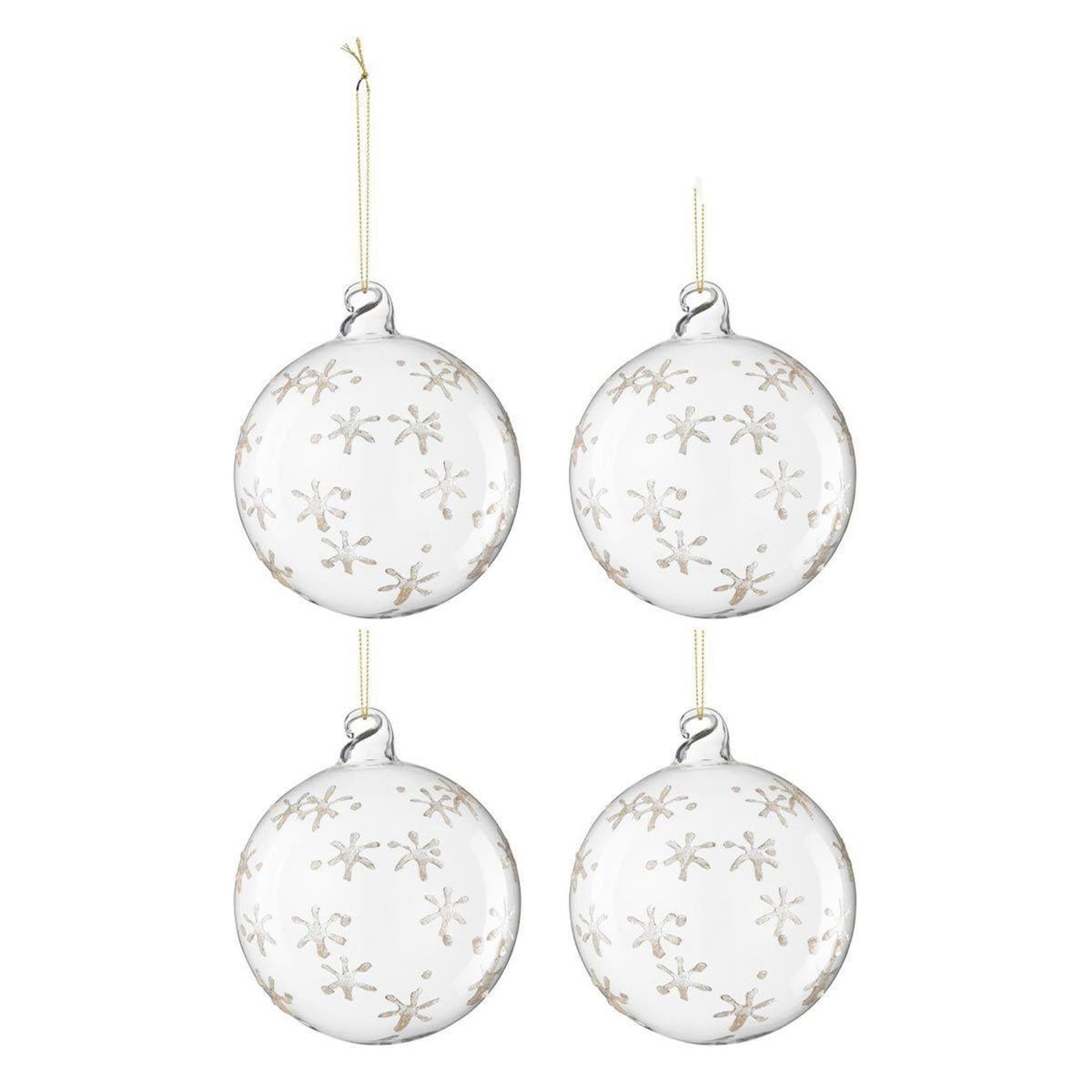 Paris Prix Lot de 4 Boules de Noël  Fleurie  10cm Transparent