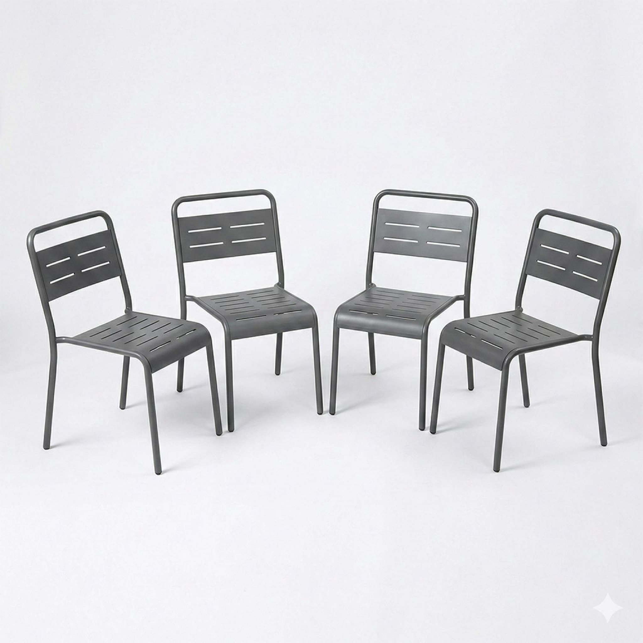 Voir la diapositive 4 : CONCEPT USINE Lot de 4 chaises de jardin empilables gris foncé bergame