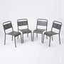Voir la diapositive 4 : CONCEPT USINE Lot de 4 chaises de jardin empilables gris foncé BERGAME